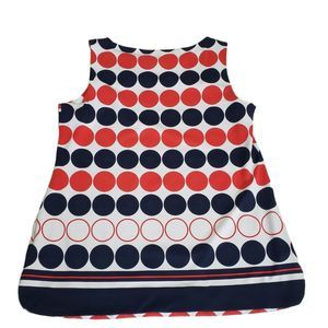 Charter Club Red White Blue Blouse Medium Polka-dot Sleeveless Nylon Spandex